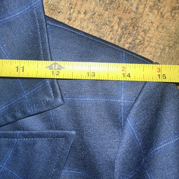 Cabi Blue Plaid Retro Peplum Waist Jacket Womens Size 4 Pleated Back Slim Blazer - Picture 9 of 16